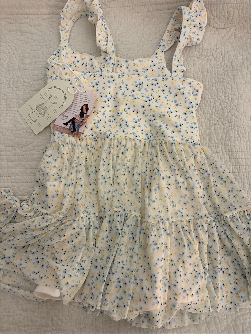 Girls' Ballerina Ruffle Floral Sundress Blue & Yellow Flowers NWT L 10-12 - Picture 4 of 4
